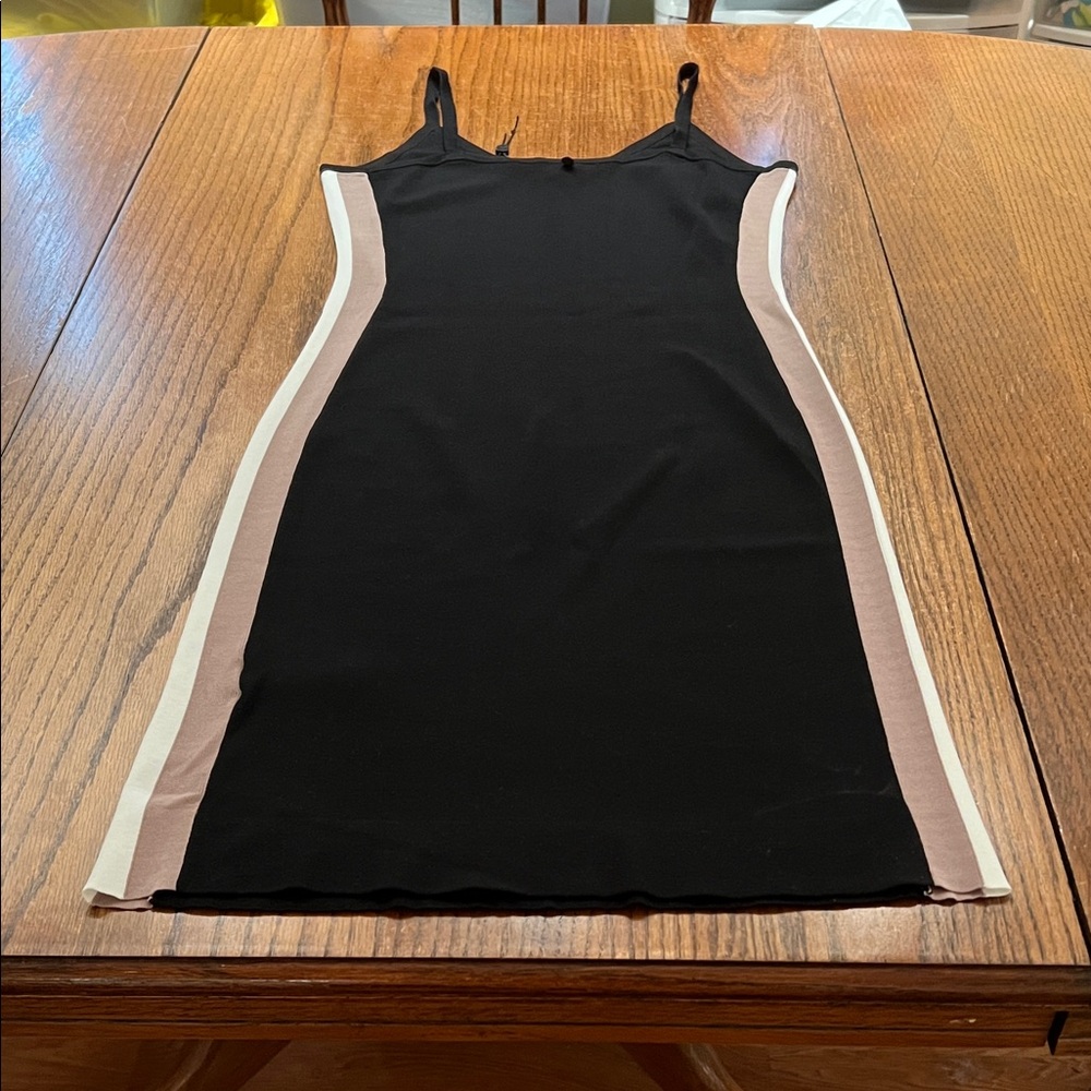 Rudsak Black Dress Tank Style Dress with white & Brown Stripes Size L - Picture 6 of 9